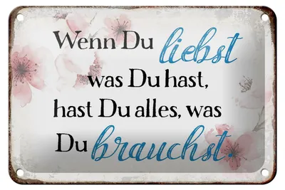Produktbild von Blechschild Spruch 18x12cm wenn du liebst was du hast