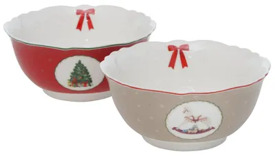 Zdjęcie produktu dla zestaw 2 miseczek na ciastka Delight 14cm Miska deserowa na płatki śniadaniowe Boże Narodzenie