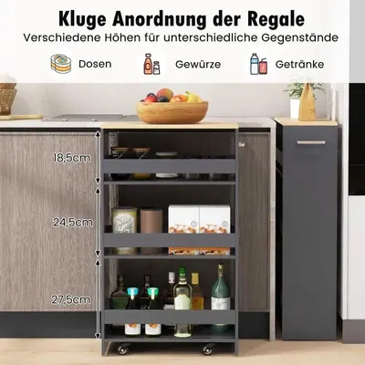 Image de Chariot de cuisine extensible sur 4 roulettes