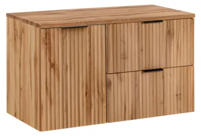Produktbild von Set für Badezimmer NOXERA 100 cm – Wotan-Eiche – Waschtischplatte mit Wäschekorb