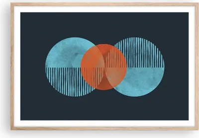 Produktbild von Gerahmtes Poster - Rahmen in heller Eiche - Abstraktion Räder Gürtel - 91,5x61 cm - Wand Bild - Wanddeko - Wandbilder - Kunstposter - Wandposter - Bilderrahmen - Bilder - Kunstdruck - P2NAA91x61-4670