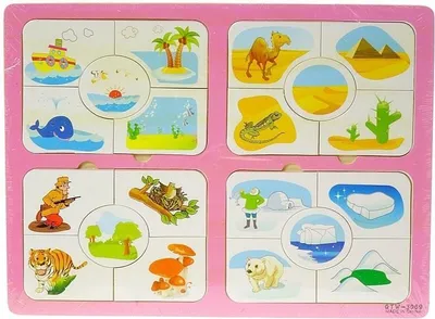 Image de Set de 4 puzzles en bois avec différents motifs