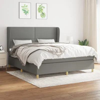 Immagine prodotto di The Living Store Letto a molle con materasso grigio scuro 180x200 cm in tessuto