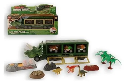 Zdjęcie produktu dla Ciężarówka Dino 34 cm z 3 strzelającymi samochodzikami dino