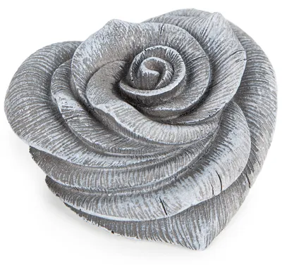 Produktbild von Logbuch-Verlag Grabherz Rose Herz Stein-Optik Herz Rosenblüte grau Grabschmuck Gartendeko Trauergeschenk 11,5 cm