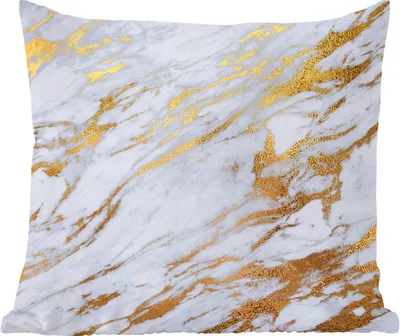 Produktbild von MuchoWow® Zierkissen Sofakissen Wohnzimmer Dekokissen 60x60 cm Marmor - Muster - Gold - Weiß - Sitzfläche - Foto Polster