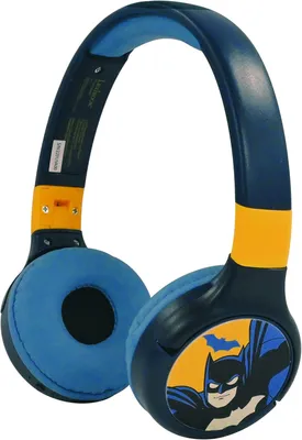 Produktbild von 2-in-1 Bluetooth & kabelgebundene Kinder-Kopfhörer Batman, Stereo, Mikrofon, Lautstärkebegrenzer 85 dB, faltbar, verstellbar, wiederaufladbar