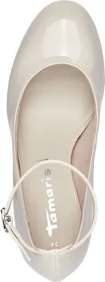 Produktbild von Tamaris Damen Pumps Lack Fesselriemen Plateau Blockabsatz 1-22412-42, Größe:39 EU, Farbe:Beige