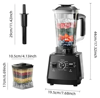 Immagine prodotto di Frullatore da cucina - Frullatore da tavolo/preparatore di frullati - Capacità 2 l - Alta velocità - Lame in acciaio inossidabile - Doppio bicchiere - Batteria inclusa