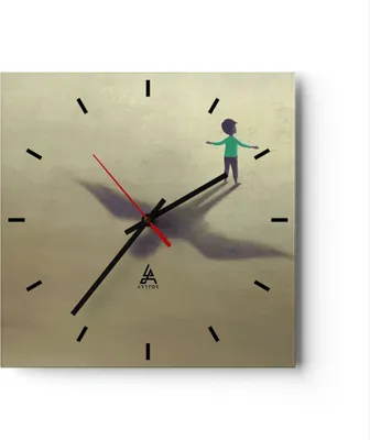 Produktbild von Wanduhr - Quadrat - Glasuhr - Kind Symbol Vogel - 40x40cm - Schleichendes Uhrwerk - Lautlos - zum Aufhängen bereit - Dekoration Modern - Wanddekoration aus Glas - C3AC40x40-4765