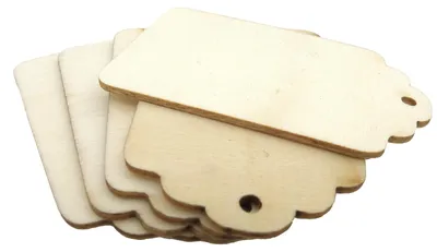 5 Holzschilder 40x64mm, Loch 3mm, natur beige buche