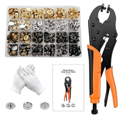 Druckknopf-Set 100 Stück 15 mm mit Zange und Matrizen