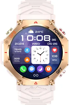 Imagen del producto de Reloj deportivo inteligente con GPS, soporte para GPT, resistente a la lluvia (30 metros), reloj inteligente para hombres y mujeres, color rosa