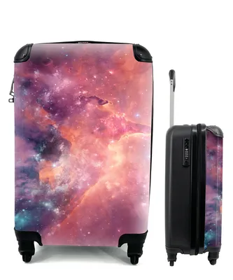 Produktbild von MuchoWow® Koffer Handgepäck Trolley Rollkoffer Kleine Reisekoffer mit 4 Rollen - Orange - Weltraum - Sterne - Cabin Size < 55x40x23 cm & 55x40x20 cm - Fotokoffer - Kabinenkoffer - Boardgepäck - Reise-Box - Reisekoffer - Reisegepäck - Koffer mit Bild - Trolley für Kinder