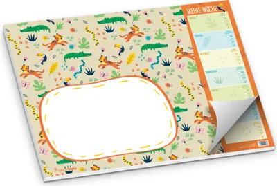 Produktbild von itenga Schreibtischunterlage für Kinder Dschungeltiere DIN A3 50 Blatt