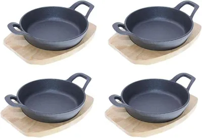 Imagen del producto de Juego de 4 sartenes antiadherentes de 15,5 cm con mango de madera