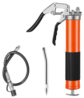 Produktbild von SucceBuy Hochdruck-Fettpresse, 551 bar, Pistolengriff-Schmiergerät mit 0,4 L Kapazität, Einhandbedienung, inklusive 45,7 cm Flexschlauch, Verlängerungsrohr und spitzer Düse für Fahrzeug- und Schiffswartung