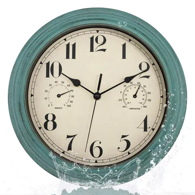Wanduhr 30 cm mit Thermometer & Hygrometer, wetterfest, Outdoor