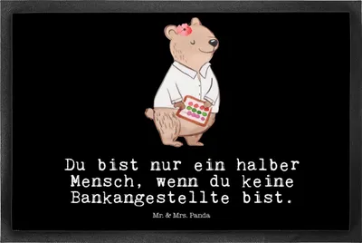 Produktbild von Mr. & Mrs. Panda fußmatte Bankangestellte Herz 50 x 75 cm - Schwarz - Geschenk, Türvorleger, Bodenvorleger, Witzig, Schmutzfangmatte, Lustig, Gummimatte, Spruch, Beruf