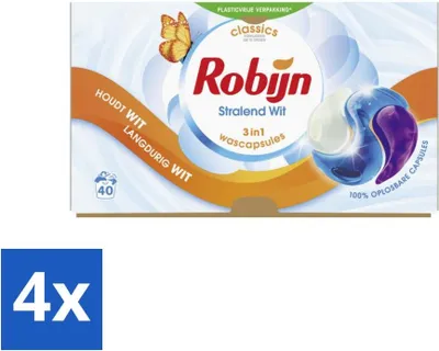Produktbild von Robijn 3-in-1 Waschkapseln Radiant White 40 Stück - Vorteilspack - 4 Stücke