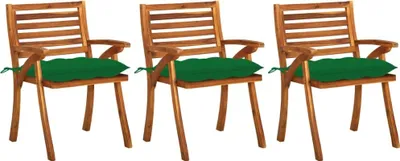 Produktbild von Garten-Essstühle mit Kissen 3 Stk. Massivholz Akazie