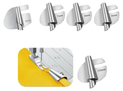 5er Set Rollsaumfüße für Nähmaschinen, Edelstahl, 6–10 mm