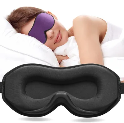 Produktbild von Schlafmaske für Seitenschläfer, 100 % lichtundurchlässige 3D-Schlafbrille für Damen und Herren mit weichem, bequemem Sitz und verstellbarem Riemen, ideal für Reisen und Flugreisen, lila