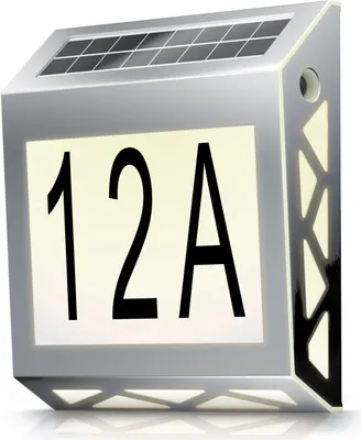 Produktbild von Bearware LED Solar Hausnummernleuchte, 8 LEDs, 10 Lumen, 2700K warmweiß, IP44, Edelstahl, Automatische Tag- und Nachterkennung, Photovoltaik-Panel, 0,6 Watt