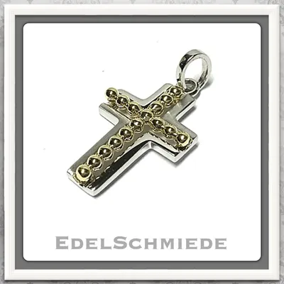 Produktbild von Kreuz als Kettenanhänger in 925 Silber bicolor