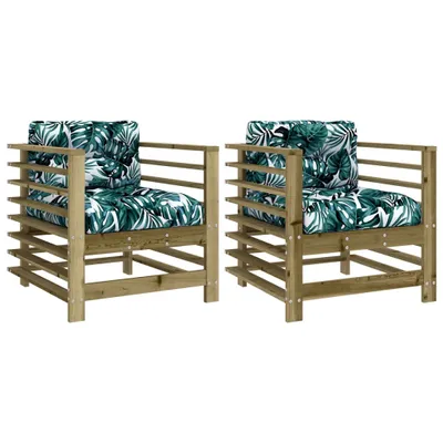 Produktbild von Gartenstühle mit Kissen 2 Stk. Kiefernholz Imprägniert