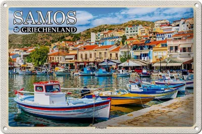 Produktbild von Blechschild Reise 30x20cm Samos Griechenland Pythagório Kleinstadt