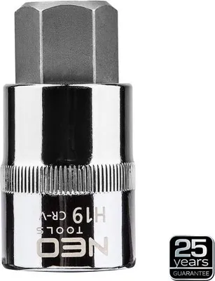 Zdjęcie produktu dla NEO TOOLS Końcówka sześciokątna na nasadce 1/2", H19 x 55 mm