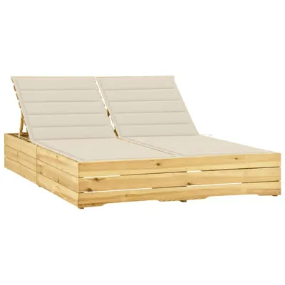 Produktbild von vidaXL Doppel-Sonnenliege mit Creme Auflagen Kiefer Imprägniert