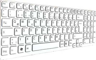 Produktbild von DE Weiß Tastatur mit Silber Rahmen ohne Beleuchtung kompatibel für P/N: 149032921DE