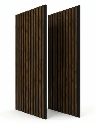 Produktbild von STEGU Linea Acoustic PROline 2er Set Akustikpaneele 120x60,5 cmPEFC Dunkelnussbaum