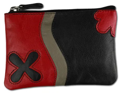 Produktbild von DrachenLeder Etui Brieftasche schwarz rot Schlüsseltasche D2OPS901S