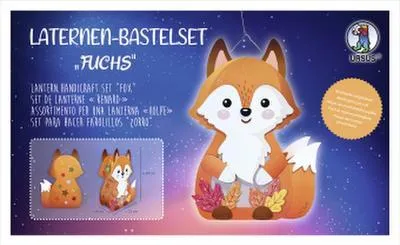 Produktbild von Ursus 18740001F - Laternen-Bastelset Fuchs, Komplett-Set zum Selber-Basteln einer Laterne, inkl. Anleitung, ideal für Festumzüge oder als herbstliche Dekoration, Mittel