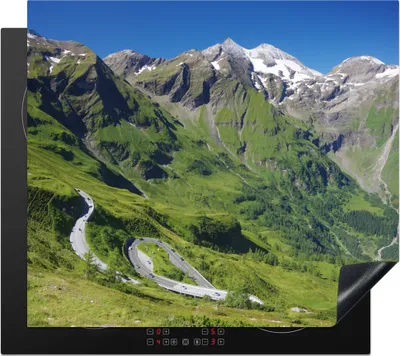 Produktbild von KitchenYeah© Herdabdeckplatte Die Großglocknerstraße durch die österreichischen Alpen , 59x52cm, Küche Deko, Glaskeramikkochfeld Herdabdeckung, Abdeckplatte fùr Kochfeld
