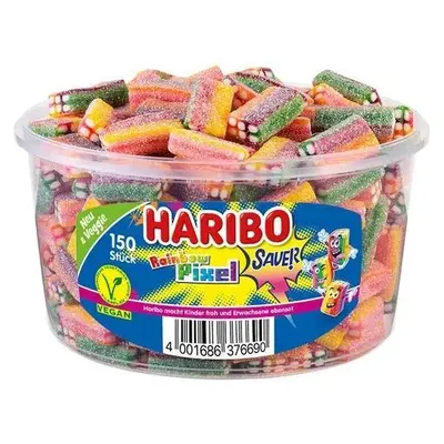Produktbild von Haribo Rainbow Pixel 150 Stück in der Dose