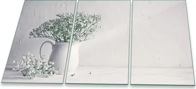 Produktbild von Herdabdeckplatte Abdeckung Glaskeramikkochfeld Abdeckplatte 3-Teilig 90x52 Blumen Weiss
