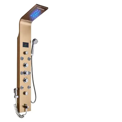 Produktbild von Duschpaneel, Regen- und Wasserfallfunktionen, 3-Handgriffsteuerung , Gold 8009