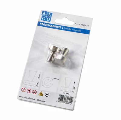 Produktbild von Alco Kegelmagnet 25mm Ø 20mm silber 2 Stück