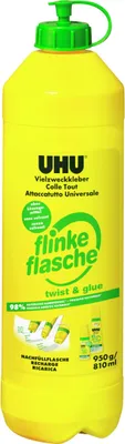 Produktbild von UHU® 46325 VIELZWECKKLEBER flinke flasche ReNATURE Nachfüllflasche ohne Lösungsmittel 850 g