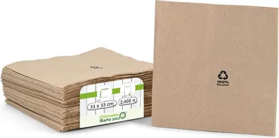 Produktbild von 2-lagige Servietten „Recycled“, 1/4, 33 x 33 cm, 100 Stück.