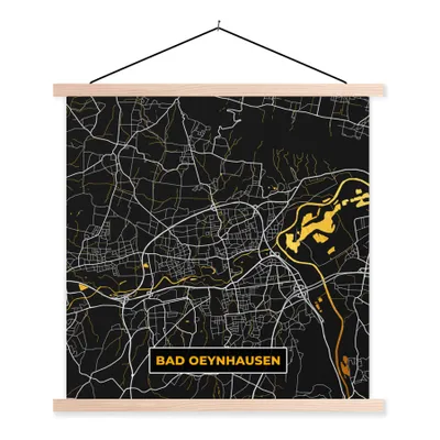 Produktbild von MuchoWow® Textilposter Deutschland - Schwarz und Gold - Bad Oeynhausen - Stadtplan - Karte 40x40 cm mit holzfarbenen Rahmen - Posterleiste
