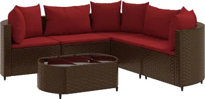 Produktbild von vidaXL 6-tlg. Garten-Sofagarnitur mit Kissen Braun Poly Rattan