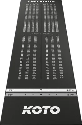 Produktbild von KOTO - Dartteppich Carpet Checkout Schwarz, 285x80cm Dartmatte, Schutz Bodens & Dartpfeile, Mit Score-Indikation + Oche