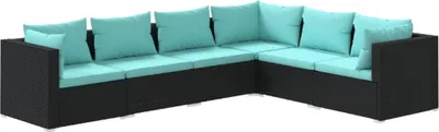 Produktbild von vidaXL 6-tlg. Garten-Lounge-Set mit Kissen Poly Rattan Schwarz