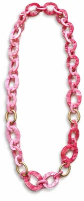 Produktbild von Halskette Langkette changierendes Pink Goldene Elemente  Sweet7