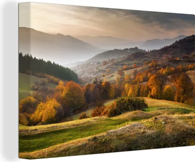 Produktbild von OneMillionCanvasses® - Leinwandbilder - 150x100 cm, Landschaft - Herbst - Bäume, Wandbilder Kunstdruck Wanddekoration